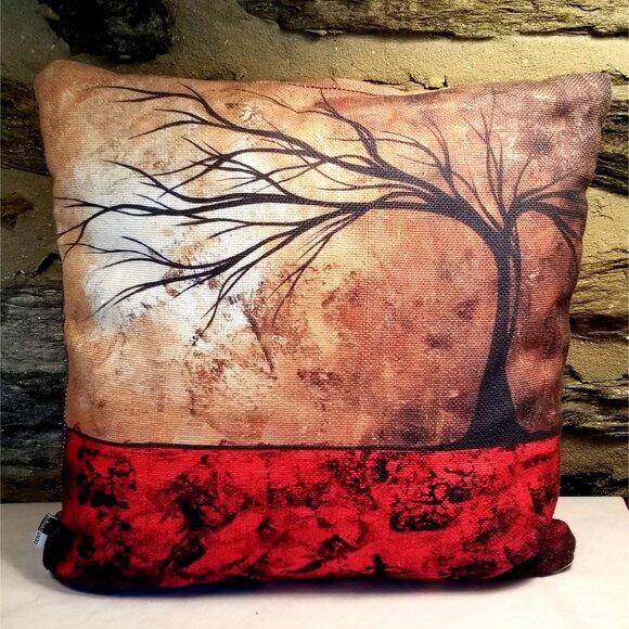 DENY Design Madart Pillow Bending Tree Winter Scene 2-Sided Red 14"x4" Removable - Picture 7 of 7